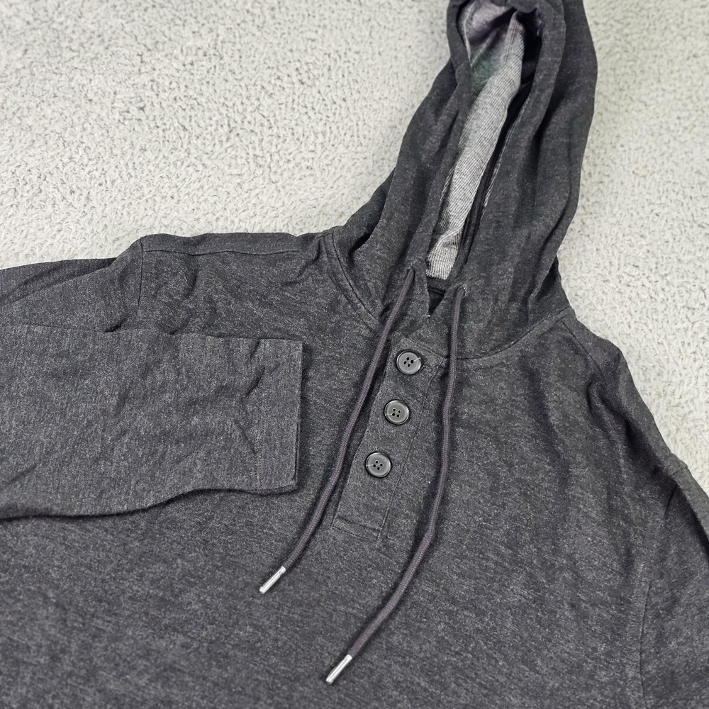 Mizzen+Main Henley Hoodie Mens Medium Charcoal Gray Performance Modal Pullover